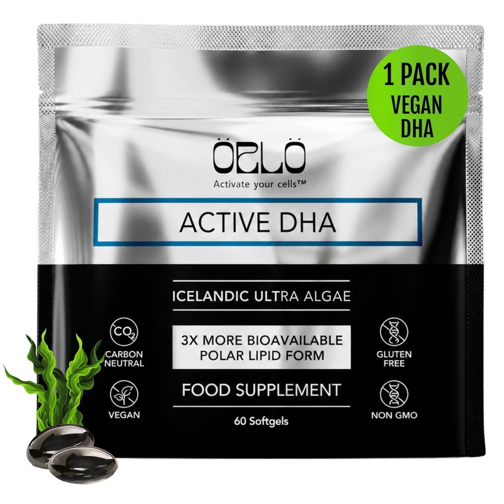 Orlo DHA - Vegan DHA dodatek (EPA & DHA) - Omega 3 Fish Oil & Krill Alternative - Plant- Based Omega33 Algae Oil - Brain & Heart Support (60 Mini Bezproblémové Softgels)