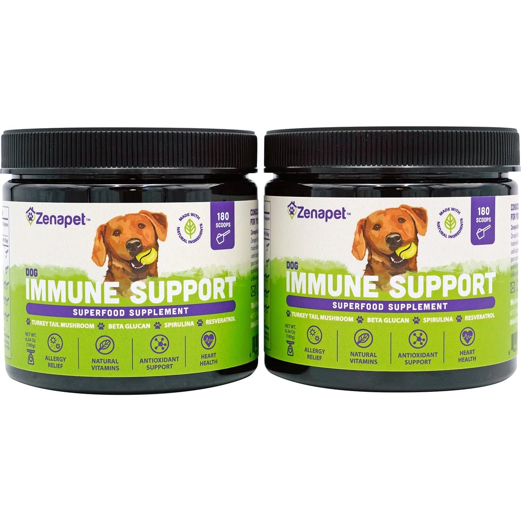 Dog Immune Support Premium Powder Topper, Turkey Tail, Spirulina & Beta-Glucan, Supports a Healthy Immune System & Digestion, Human-Grade, Made in USA