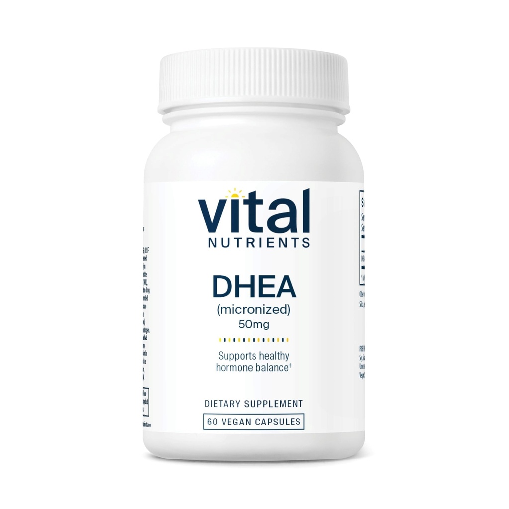 Vital Nutrients DHEA 50mg PHARMAN 124; Vegan Micronized DHEA Dodatek pro ženy a muže PHARMAL 124; Podporuje Hormon Balance PHARMAN 124; Podporuje zdravý metabolismus cukru a minerálů PHARMAL 124; Gluten, mlékárenský, sójový volný PHARMAL 124; 60 Kapsle