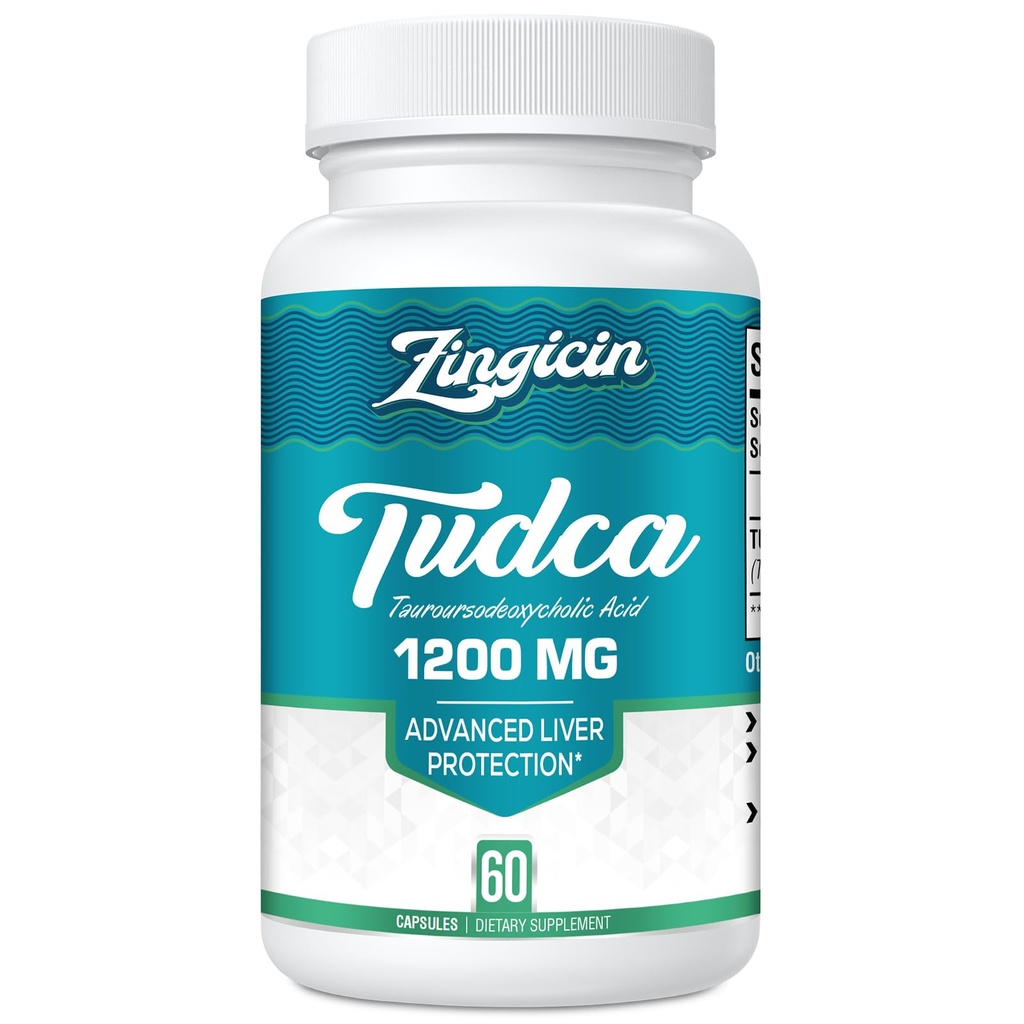 TUDCA dodatek 1200mg - 60 Veggie Kapsle, Výkonné TUDCA Bile Soli doplňky pro játra, Digestion