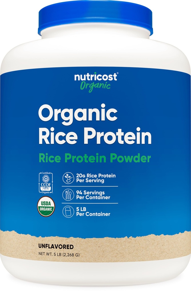 Nutricost Organic Rice Protein Powder (5 LB) - bez glutenu, bez GMO- (od Brown Rice)