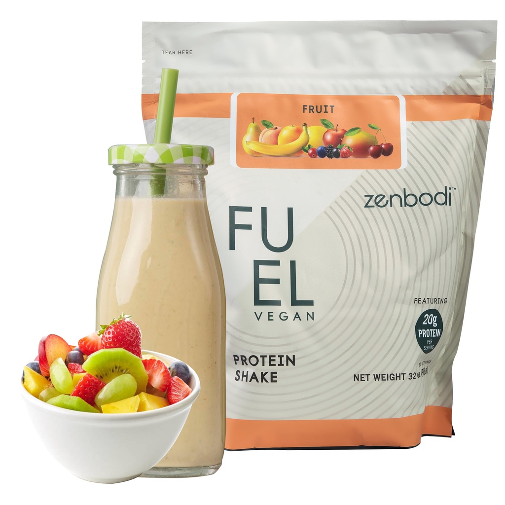 Fuel Vegan Protein Powder Fruit Flavor - 21g proteinu každý sloužit, Delicious Plant- Based Směs pro růst svalů, Vyrobeno z Pea, s Vegan D3, žádné umělé příchutě, gluten- bez