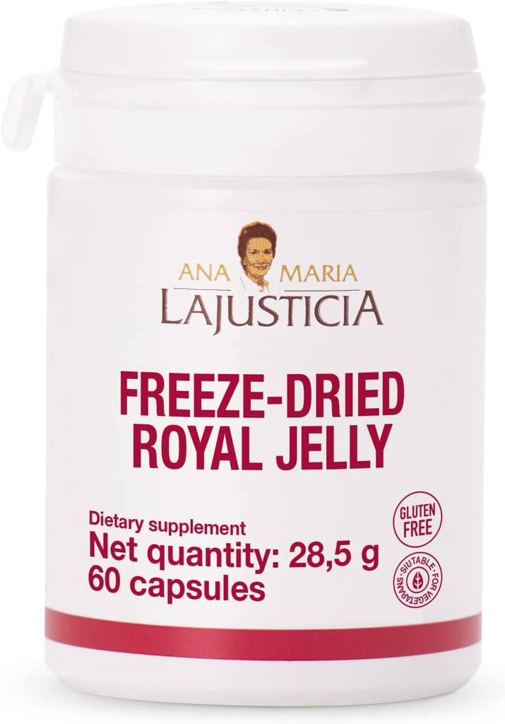 Ana Maria Lajusticia - Freeze- Sušený královský želé - 60 denní léčebný balíček - bohaté na vitamín B, železo, fosfor a vápník - Mléčné a gluten zdarma. Vegetarian Friendly