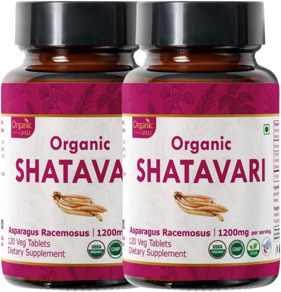Shatavari 120 Tablety CLAS124; Chřest Racemosus (Shatavari) CLAS124; USDA Organic Certified CLAS124; Podporuje ženské zdraví a imunitní systém CLAS124; Dietní dodatek 120tab - Balení 2