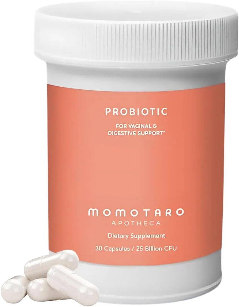 MOMOTARO APOTHECA Organic Probiotics for Women Vaginal & Digestive Supplement, 25 Bilion CFU - Prebiotika a Lactobacillus Blend doplňky - Feminin Zdravý Vaginální zápach & Flora - 30 Kapsle