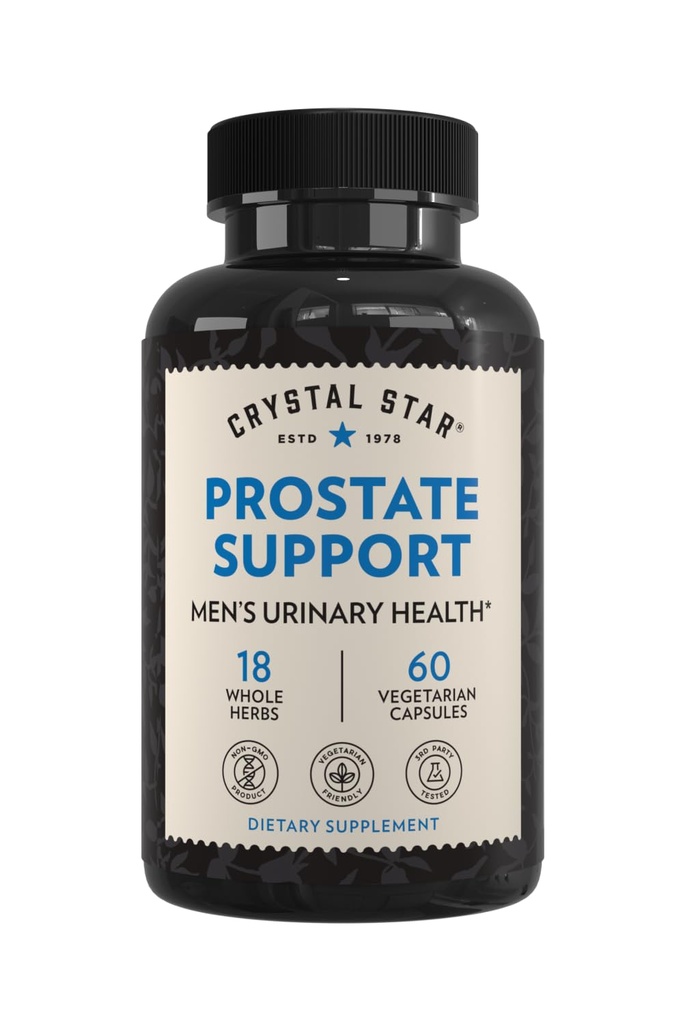 Crystal Star Podpora prostaty Saw Palmetto doplňky pro muže (60 kapslí) - močová měchýř a moč zdraví - Ginger & Pygeum - Non- GMO
