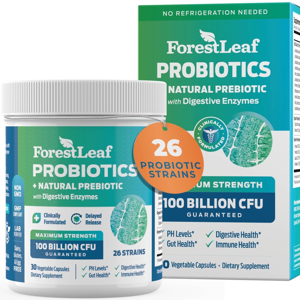 Probiotika pro muže a ženy, 100 miliard CFU, 26 Unique Stravovací zdraví, Gut Wellness, Energie, Mood, Imunitní, PH Balance (30 Caps)