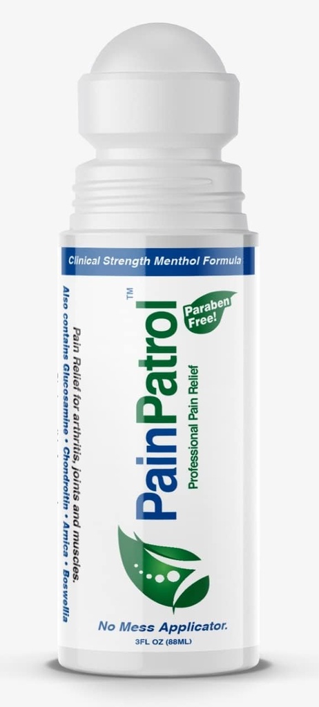 PainPatrol, Pain Relief gel, Chladící gel w 8,5% Menthol, 3 oz Roll- on pro svalovou bolest, kloubní a zadní bolest, Topická analgetika, rychle působící, dlouho trvající bolest reliever krém (3 OZ)