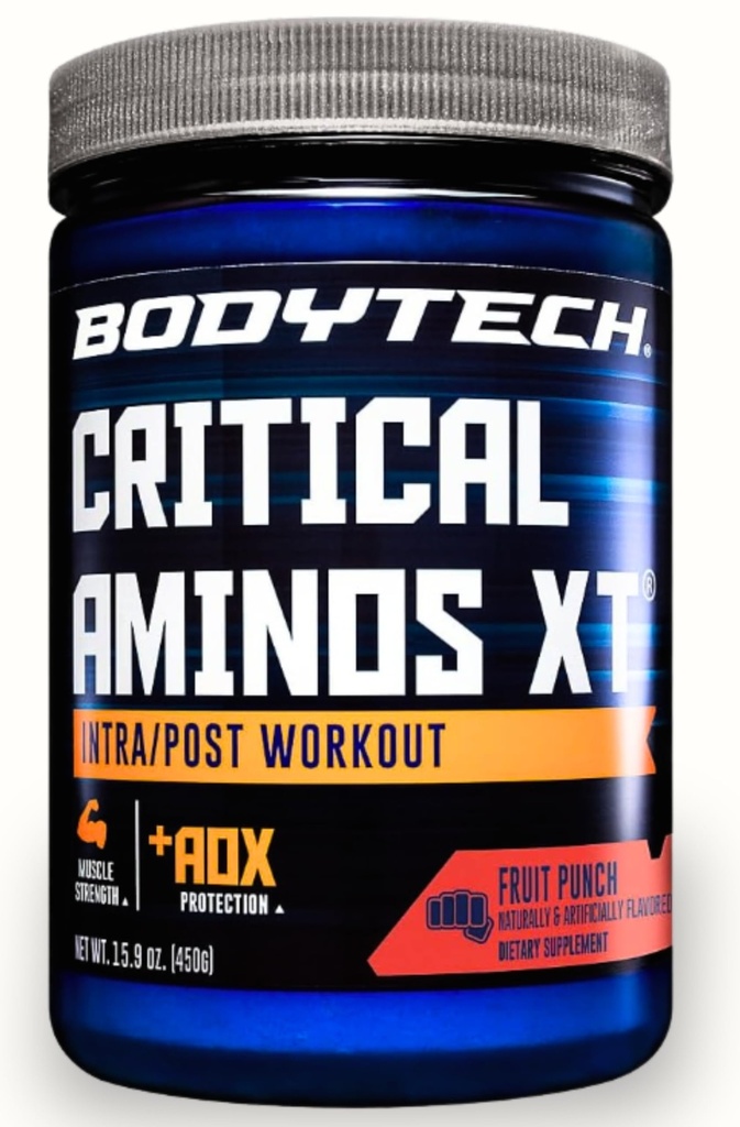 Kritický Aminos XT Intra / Post Workout Powder in Delicious Fruit Punch Flavor - Vyhovuje podpoře svalové obnovy a zvýšení výkonu pro optimální výsledky (15.9 oz / 45 Služeb)