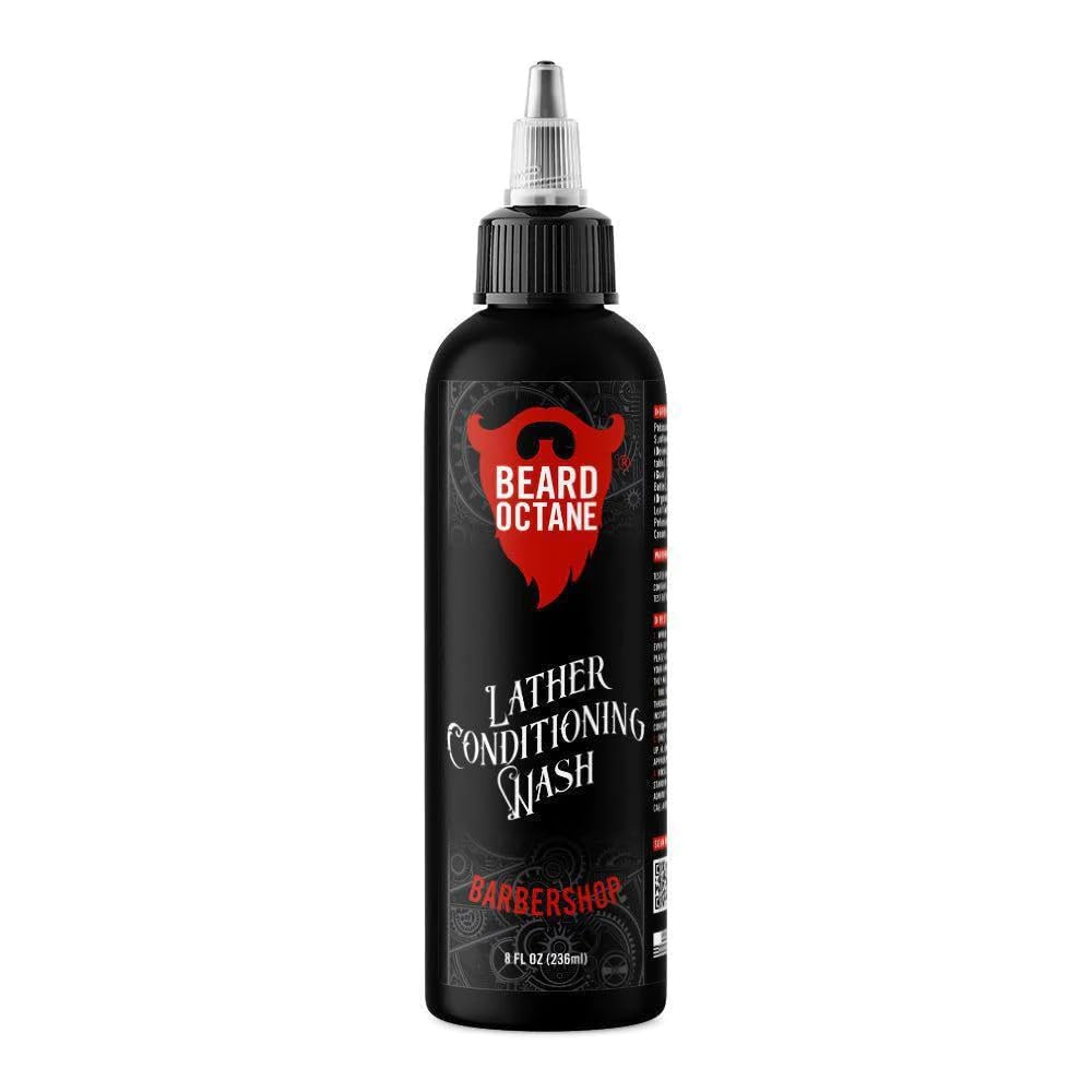 Beard Octane: Barbershop Beard Wash - 8oz Beard Shampoo - Cleans & Moisturizes Beards w / Shea Butter - Softer Beards - Made in USA