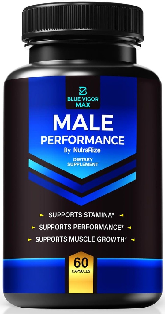 Blue Vigor Max pilulky pro muže, All- Natural Formule pro muže Fitness a Stamina, Premium Kapsle pro denní výživu, Performance & Energy, Oficiální dodatek pro člověka Recenze (60 Kapsle)