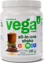 Vega Organic All- in- One Vegan Protein Powder Mocha (9 Služeb) Superfood Ingredients, Vitaminy pro podporu imunity, Keto Friendly, Pea Protein pro ženy a muže, 12.7oz (Balení May Vars)