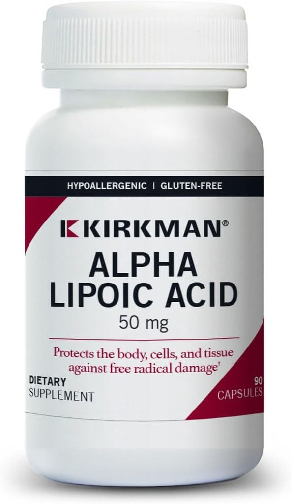 Kirkman - alfa kyselina lipoová 50 mg - 90 tobolek - potentní antioxidant - chrání proti škodlivým radikálům - hypoalergenní