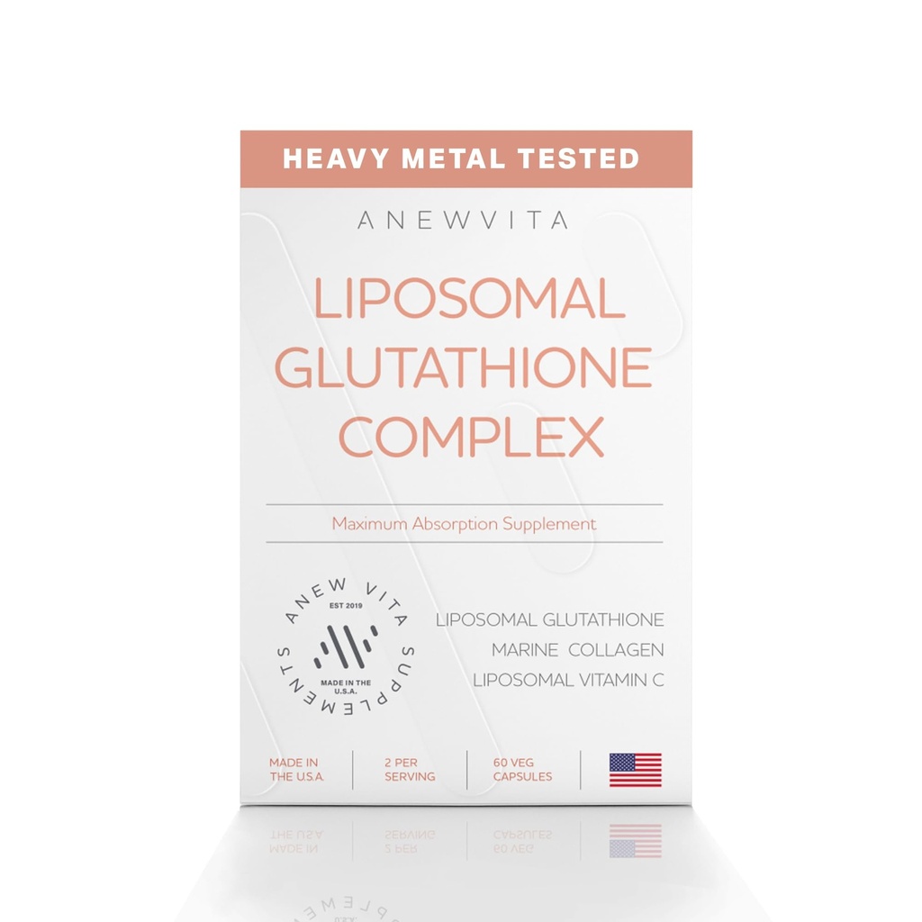 Lipozomální glutathion dodatek s mořským kolagenem a lipozomální vitamin C - Premium Skin Care dodatek - Vylepšená absorpční vzorec pro zářivou pleť, Detox & Antioxidant Support - 60 Kapsle