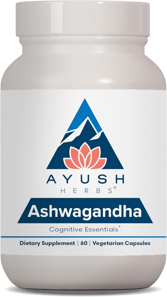 Ayush Herbs Ashwagandha Kapsle - Ashwagandha pro muže a ženy, Ashwagandha doplňky, čistý Ashwagandha kořenový prášek na stres, 500 mg na litr - 60 Vegetariánské Kapsle (1 Počet)