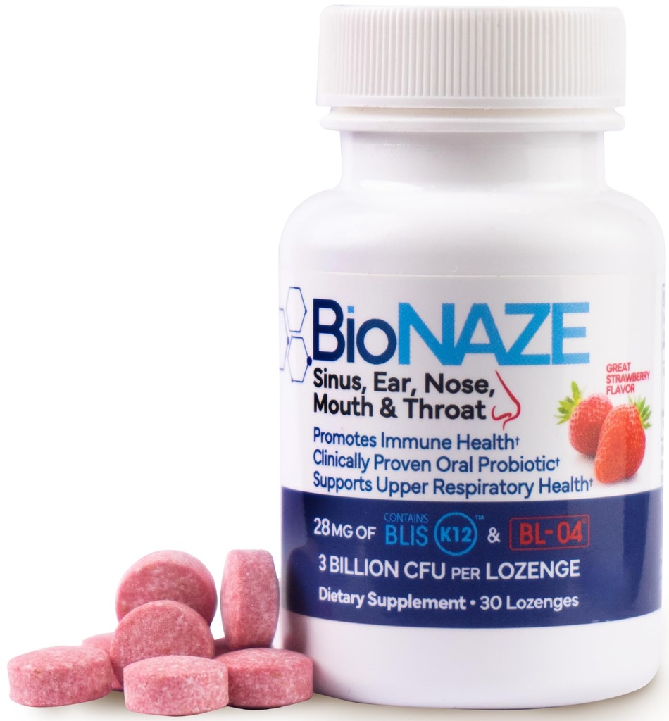 Perorální probiotický BLIS K12 & BL-04 pro Sinus, Tonsil kameny, špatný dech, post Nasal Drip, hrdlo, ústa, zuby & gut - Zlepšit ústní a respirační zdraví. Klinicky osvědčené probiotické proužky 30 ne