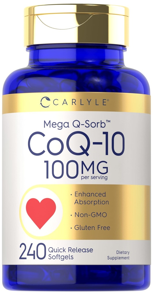Carlyle CoQ10 100mg PHARMAN124; 240 Softgels PHARMAN124; Mega Q-Sorb Coenzym Q-10 GARMAN124; s Black Pepper Extract PHARMAN124; Non-GMO, gluten zdarma dodatek
