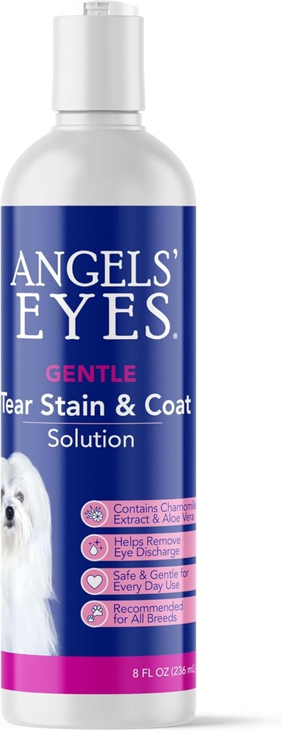 ANGELS 'EYES Gentle Tear Stain Solution for Dogs and Cats CLAND124; 8 oz Solution for Eye Area and Face CLAND124; Odstranit vypouštění, Dirt, Tear Stains, and Mucus