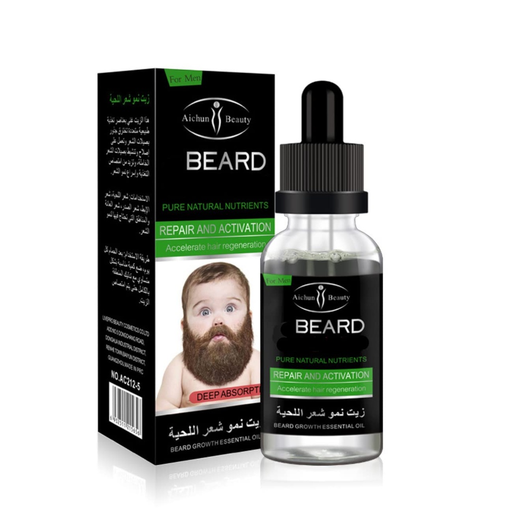 AICHUN BEAUTY Beard Grow Oil 124; Příplatek k vlasům 124; Silnější Beard Care 124; Mens Vlasové růstové vitamíny 30ml / 1.01oz