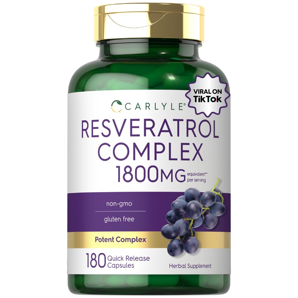 Carlyle Resveratrol Dodatek 1800mg PHARMAD 124; 180 Kapsle PHARMAL 124; Non- GMO & Gluten Free PHARMAL 124; Potenciální komplex