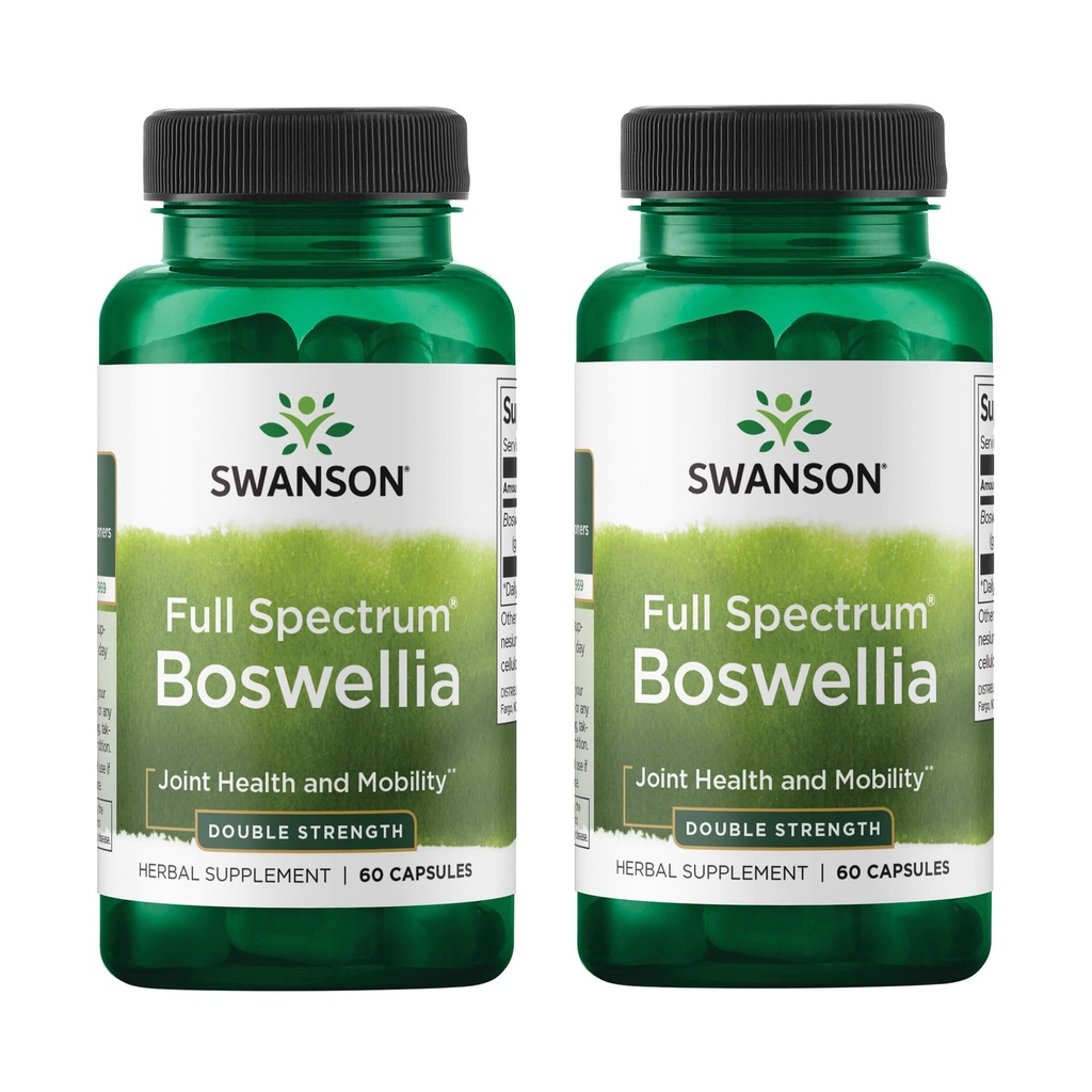 Swanson Double Strength Boswellia- Bylinný dodatek Podpora Joint Support- Ayurvedic Herb pro Joint Flexibility & Mobility Support- Made w / Boswellia Serrata Resin- (60 Kapsle, 800mg každý) 2 Pack