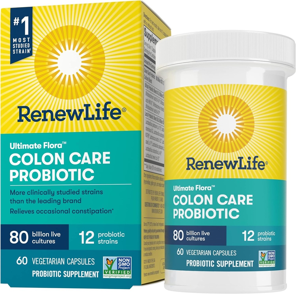 Reew Life Adult Colon Care Probiotic Supplement, Gluten, Dairy & Soy Free, 80 Miliardy CFU per Capsule, 60 Kapsle (Balík May Vars)
