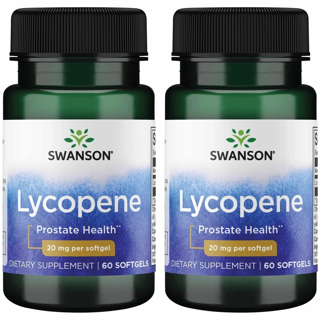 Swanson Lycopene - Přírodní doplněk na podporu zdraví prostaty, srdce zdraví, & podporuje krevní tlak v normálním rozsahu - Mens doplněk zdraví - (60 Softgels) 2 Pack