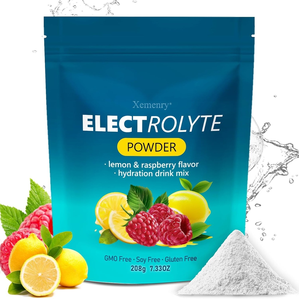 Hydratace Electrolyte Powder, Keto & No Sugar - High Draslík (1000mg) s citronovou Malinovou příchutí - Nulová kalorie Sugar Free Electrolyte Powder, Non- GMO 32 Servings