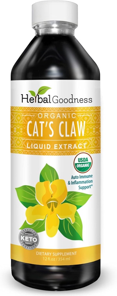 Cat 's Claw Liquid Extract - Bylinný dodatek pro trávicí boost, Joint / Muscle Support, Imunity, Heart Superior Absorption- Organic 12oz -23 Servings / Bottle-Made in USA -Bylinné dobro