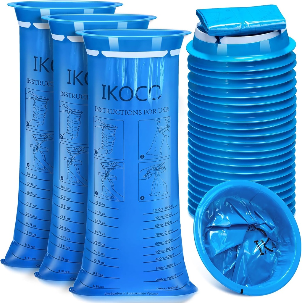 26 Pack Vomit sáčky Jednorázové, IKOCO1000ml Leak Resistent Emesis Vyhodit pytel, Motion Barf Zvratky Nemoci Bags pro cestování, Nausea a auto