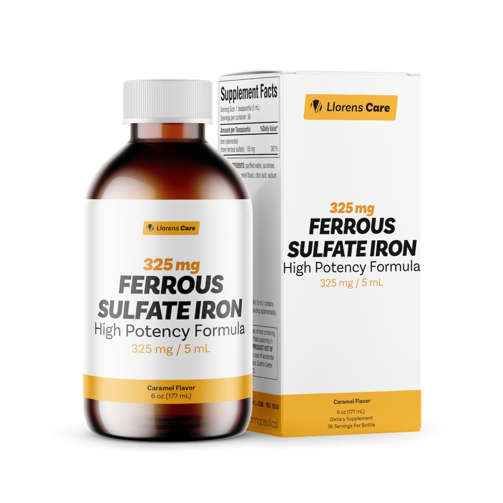 Železný sulfát 325mg tekutý železo 65mg elementárního železa Llodens Care - 6 oz - karamel Flavor (6 oz, karamel)