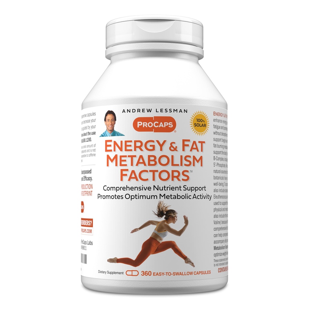 ANDREW Lessman Energy and Fat Metabolismus Faktory 360 Kapsle - Podporuje optimální spalování tuků a energie metabolismus, s karnitin, zelený čaj, guarana, ženšen, B- komplex. Snadno spolknout tobolky