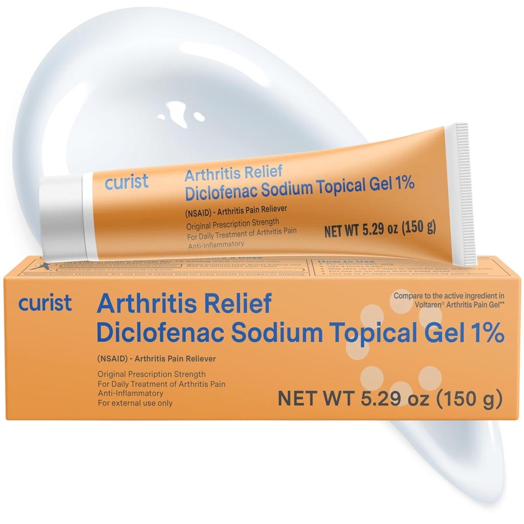 Curista Diklofenac Toxical Gel 1 Procento 150g pro bolest svalů - kloubní bolest pro bolest rukou / nohou, kolena / loketní bolest a kotníková bolest - 1% - 5.29oz