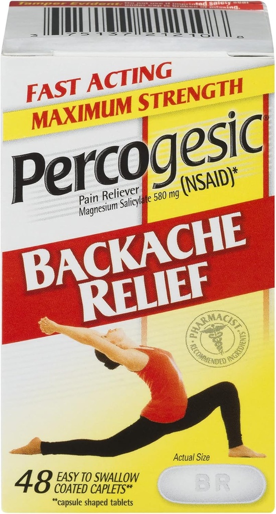 Percogesic Backup Relief Pain Reliever, Maximální síla, 48 tablet