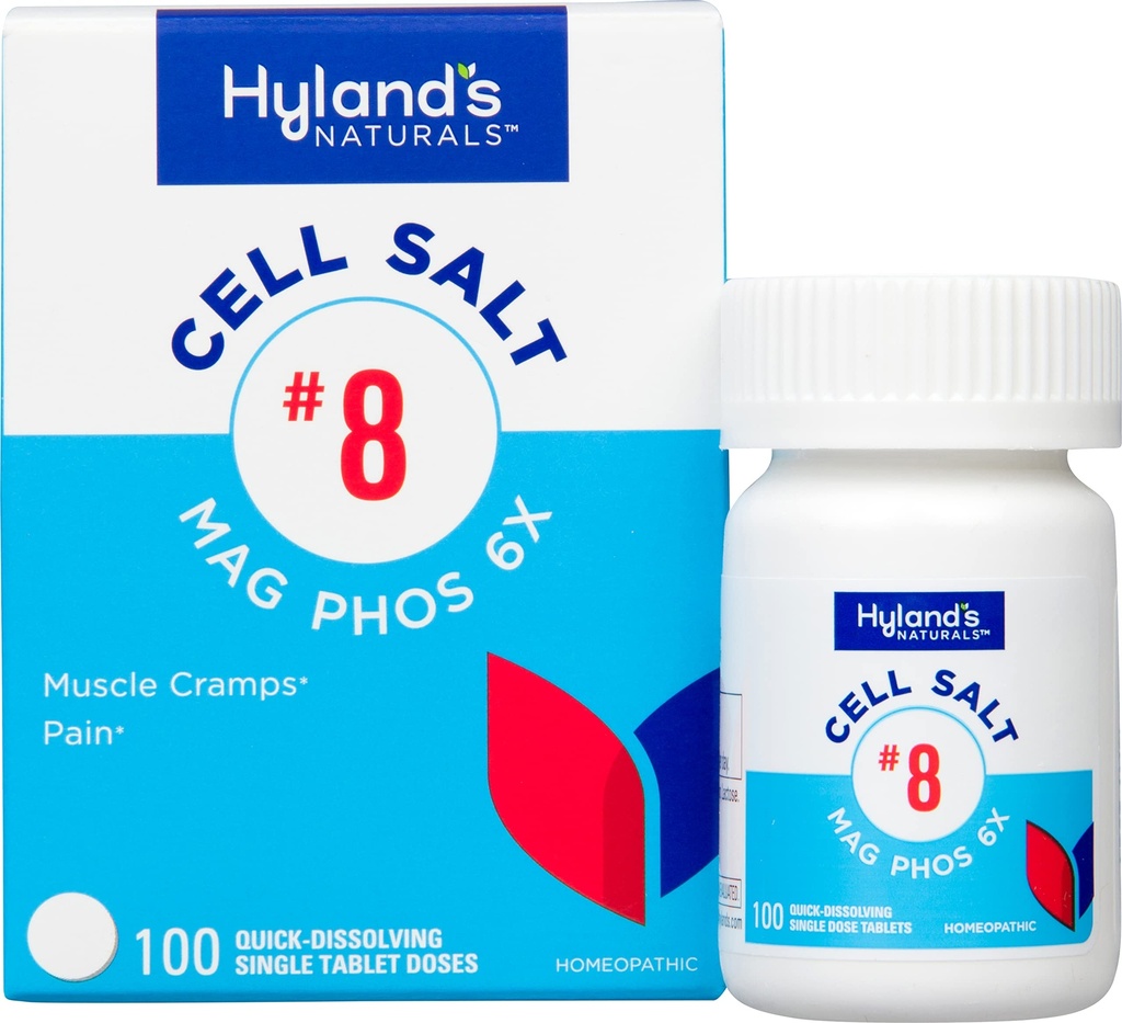 Hyland je č. 8 buněčná sůl Mag Phos 6X, PMS Relief, přírodní homeopatická úleva menstruační bolesti a svalové křeče příznaky, svalové relaxer, rychlé rozpuštění tablety, 100 Počet