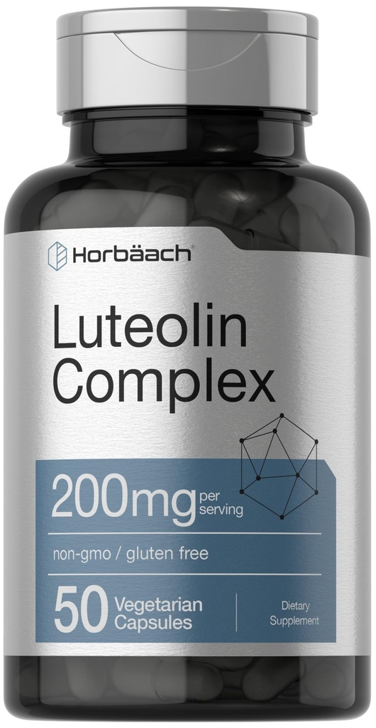 Horbäach Luteolin Komplexní dodatek 124; s Rutin 124; 50 Kapsle 124; Vegetarian, Non- GMO & gluten Free Flavonoid Formule