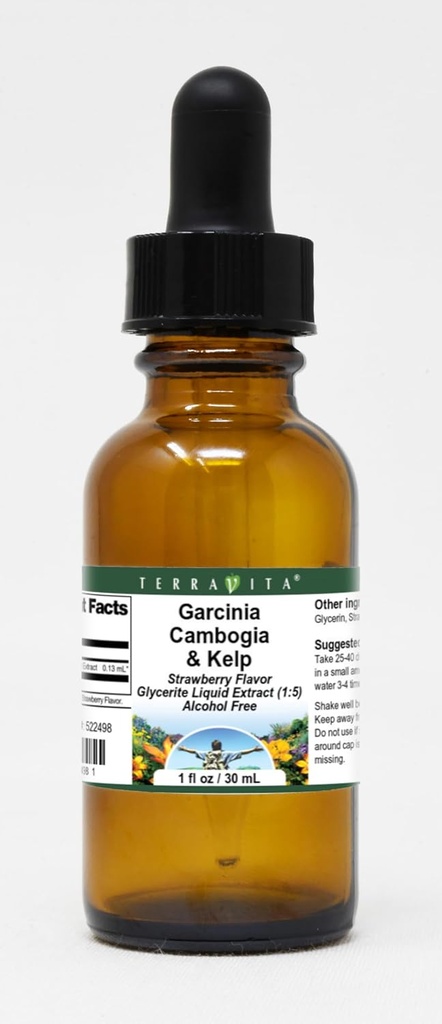 Garcinia Cambogia & Kelp Glycerite Liquid Extract (1: 5) - Jahodová šťáva (1 oz, ZIN: 522498) - 3 balení