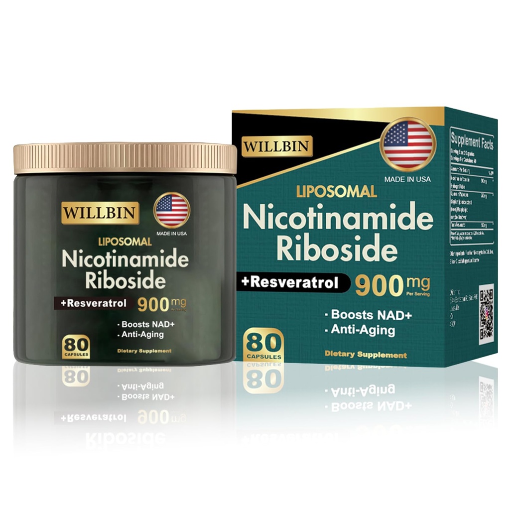 NAD + dodatek - Liposomální nikotinamid Riboside, Resveratrol, Quercetin High Purity NAD dodatek pro antiaging, Energie, Focus - 80 Kapsle (40 Serving)