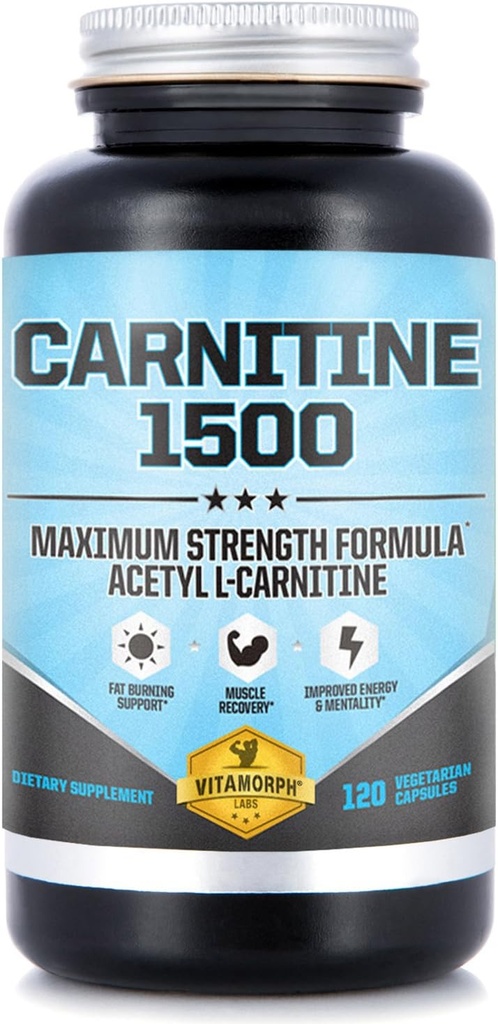 Carnitin 1500 - Acetyl L- Carnitin 1500mg Maximální síla Carnitin dodatek - Podporuje energii, paměť, zaměření a hubnutí Management - 120 Vegetariánské kapsle