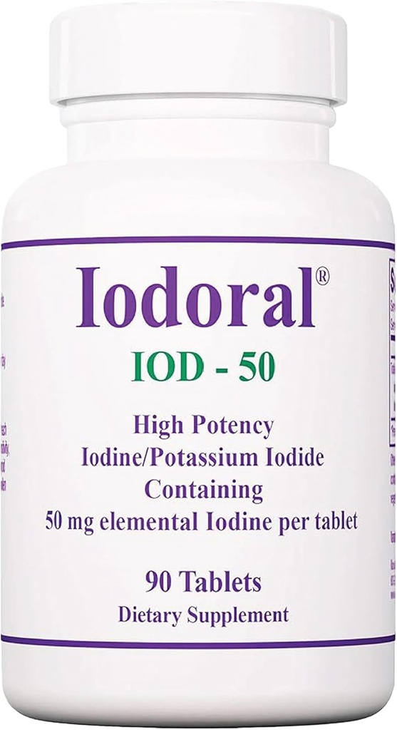 Optimox Iodoral 50 mg Doplněk - Iodidové tablety draselné, doplňky jódu s vysokou potencí, Podpora štítné žlázy, Vitamíny a minerály - 90 Počet