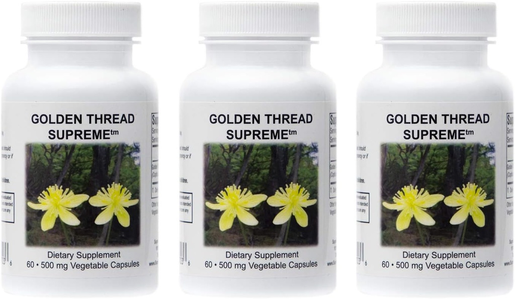 Supreme Nutrition Golden Thread Supreme, 60 Čisté Coptis Chinensis Vegetarian Kapsle 124; Tři balení
