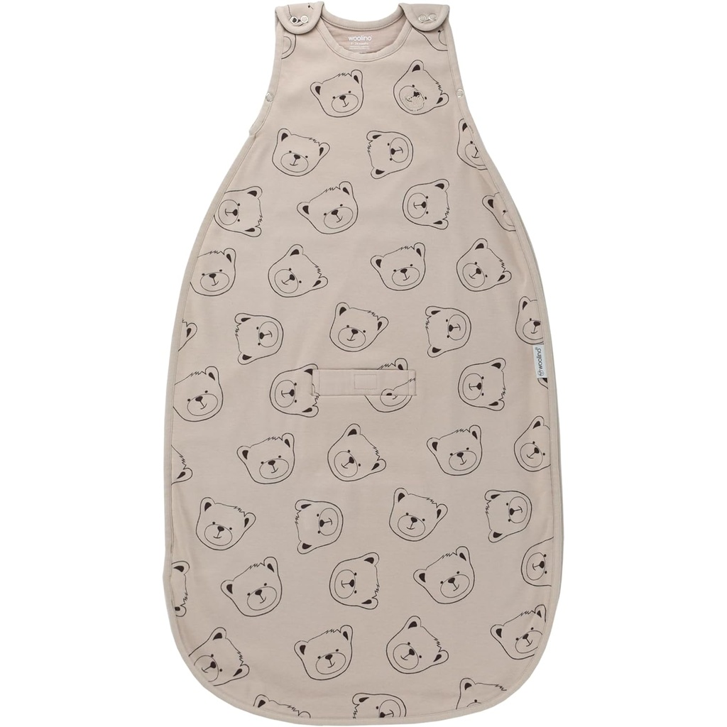 Woolino Merino Wool and Organic Cotton Ultimate Baby Sleep Sack - 4 sezóna Baby Wearable Blanket - Two- Way Zipper nastavitelný spací pytel - univerzální velikost (2-24 měsíců) - Teddy Bear