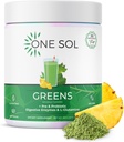 Jeden Sol Zelené, Super Zelené Powder na snížení Bloating & Zlepšit Gut zdraví, Superfood Fresh Bloom Organic Zelené Směs Juice & Smoothie Mix, Pre & Probiotic s trávicí enzymy, Vegan & Soy zdarma