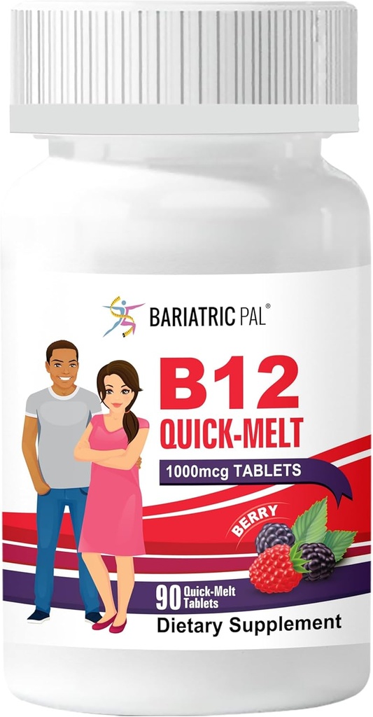 BariatricPal 1,000mcg B12 Sugar- Free Quick Melts (90 Počet) - Berry