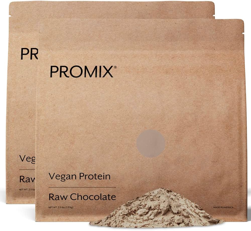 ProMix Nutrition Plant- Based Vegan Protein Powder, Raw Chocolate - Pea Protein & Vitamin B-12 - The Post Workout Fitness & Nutrition Shakes, Smoothies, Pečení a vaření recepty - 5 liber (Balení po 2)