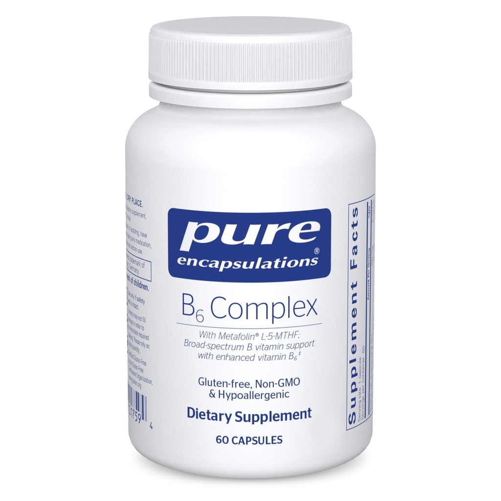 Pure Encapsulations B6 Complex - Podporuje nervový systém a zdraví mozku * - Obsahuje B vitaminy - Obsahuje obohacený vitamin B6 - Non- GMO & gluten zdarma - 60 Kapsle