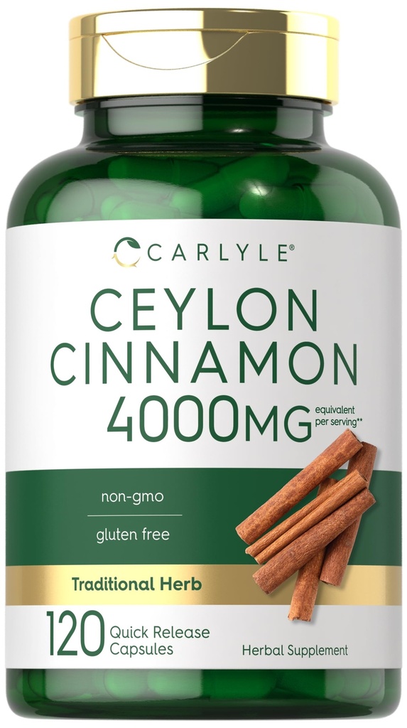 Carlyle Ceylon Skořice Kapsle 4000 mg 124; 120 Počet 124; Non- GMO & gluten Volný dodatek