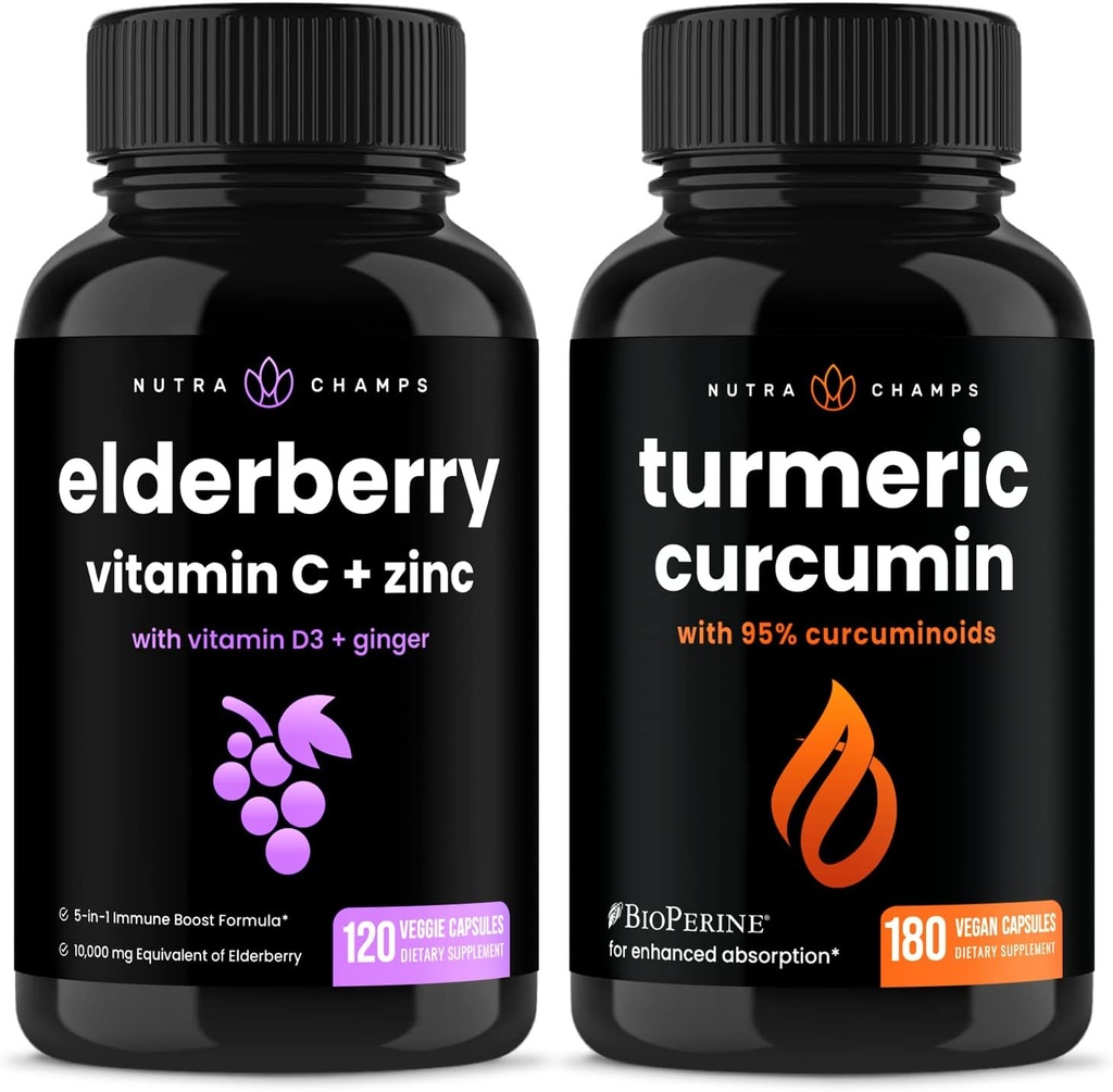 NutraChamps Elderberry a kurkumin Kapsle Bundle
