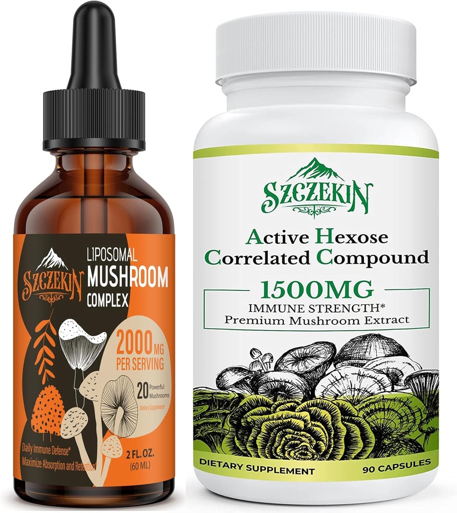Aktivní Hexose Související Compound 1500 mg Dodatek 90 Kapsle Bundle s 2000mg Liposomální Houba Komplexní Kapky 30 Podání