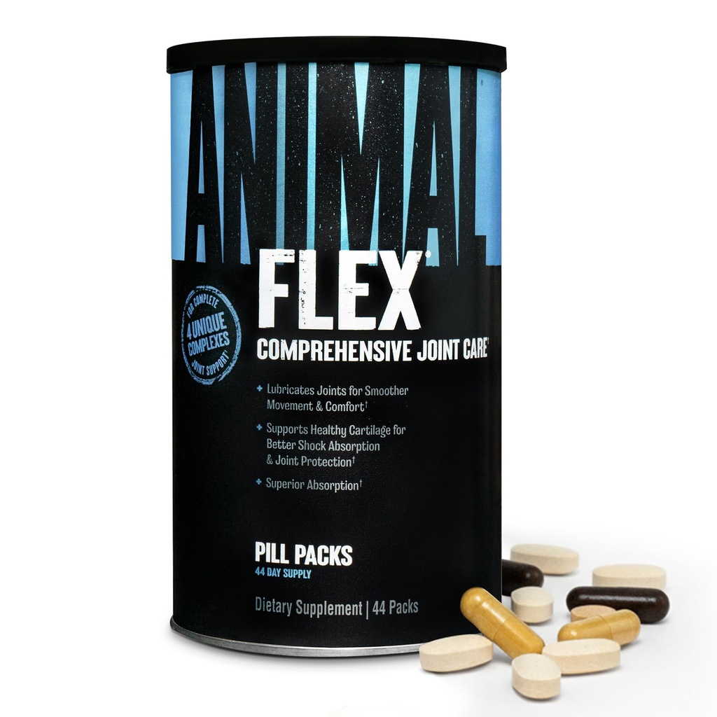 Animal Flex - Glucosamine Chondroitin společný dodatek pro ženy a muže nepohodlí s kurkumou, MSM, Boswellia pro chrupavku, společné zdraví, svaly, záda, kolena, rameno, a Hip, 44 Balení